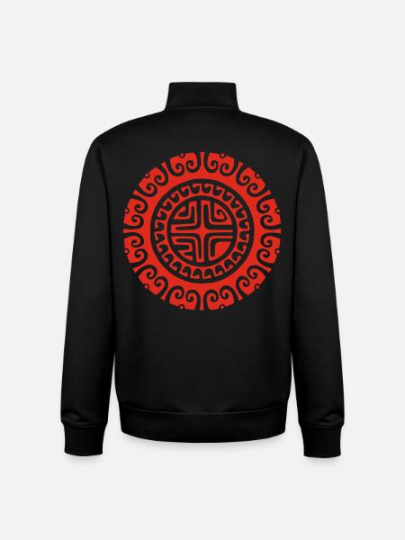 Fleur mandala rouge - Sweat zippé unisexe en coton bio Stanley/Stella - noir