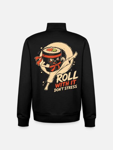 Roll With It Ninja Sushi - Unisex Organic Zip Sweatshirt von Stanley/Stella - Schwarz