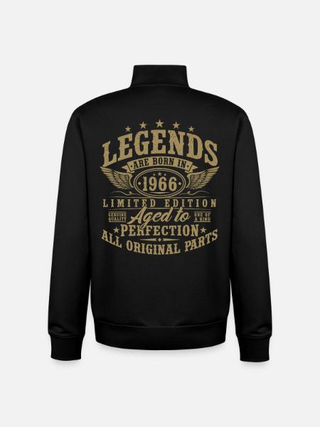 60e anniversaire 1966 Né 60 ans - Sweat zippé unisexe en coton bio Stanley/Stella - noir