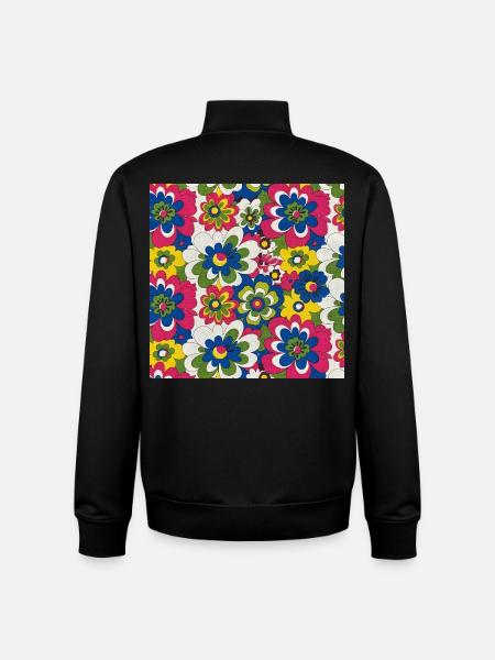 60s-bold-large-floral-pattern - Unisex Organic Zip Sweatshirt by Stanley/Stella - black