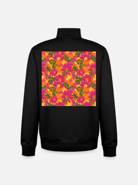 60s-flower-power-vibe-pattern - Unisex Organic Zip Sweatshirt by Stanley/Stella - black