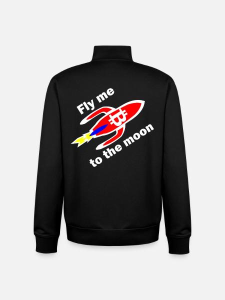 Bitcoin Rocket Flight Moon Design - Unisex Organic Zip Sweatshirt by Stanley/Stella - black