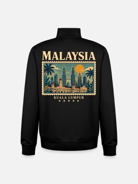 Tournée vintage de Malaisie à Kuala Lumpur - Sweat zippé unisexe en coton bio Stanley/Stella - noir