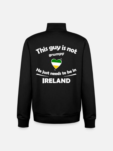 Irlande : Heart Design Grumpy ? Pas nécessaire - Sweat zippé unisexe en coton bio Stanley/Stella - noir