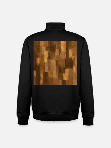 Patchwork brun abstrait  - Sweat zippé unisexe en coton bio Stanley/Stella - noir