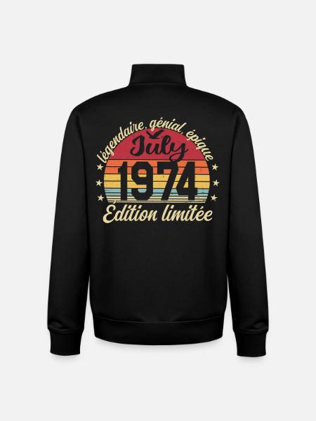 Fødselsdag juli 1974 Vintage-gave - Stanley/Stella unisex sweatshirt med lynlås i økologisk - sort