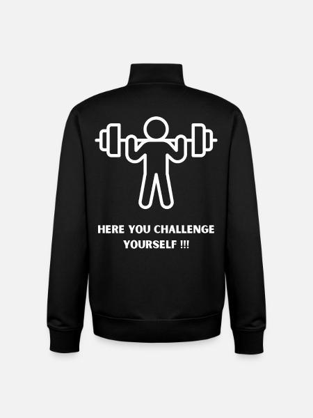 Challenge Yourself Here Gym Workout - Unisex Organic Zip Sweatshirt by Stanley/Stella - black