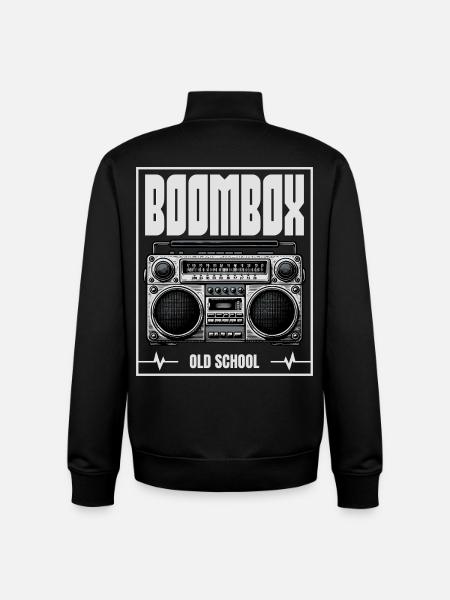 Boombox Old School – Radio rétro - Sweat zippé unisexe en coton bio Stanley/Stella - noir