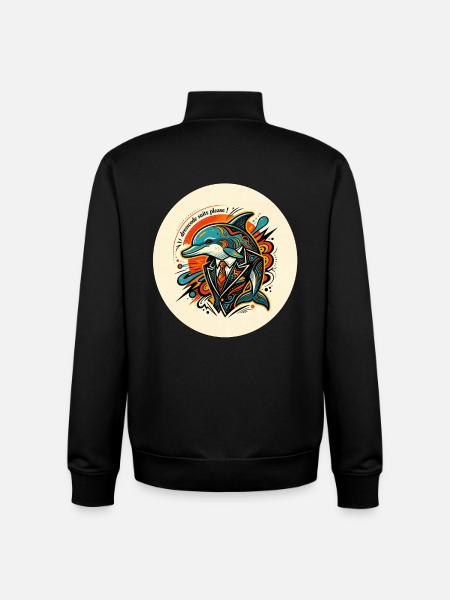 Dresscode: Anzug – Eleganter Pop-Art-Delfin - Unisex Organic Zip Sweatshirt von Stanley/Stella - Schwarz