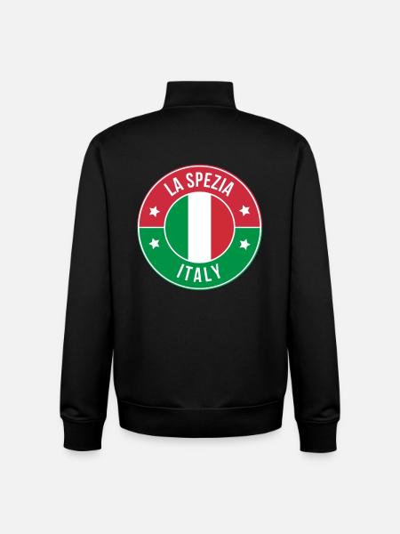 La Spezia Italy Circular Flag Logo - Unisex Organic Zip Sweatshirt by Stanley/Stella - black