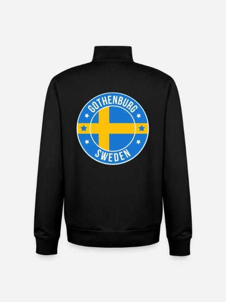 Gothenburg Sweden Circular Flag Patch - Unisex Organic Zip Sweatshirt by Stanley/Stella - black