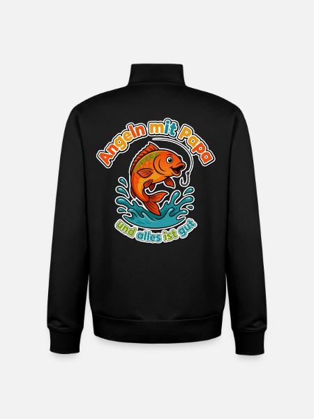 Angeln mit Papa - Unisex Organic Zip Sweatshirt von Stanley/Stella - Schwarz