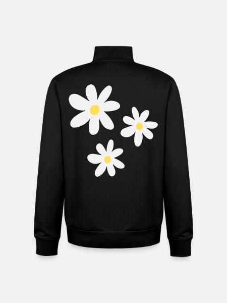 White flowers in timeless elegance - Unisex Organic Zip Sweatshirt by Stanley/Stella - black
