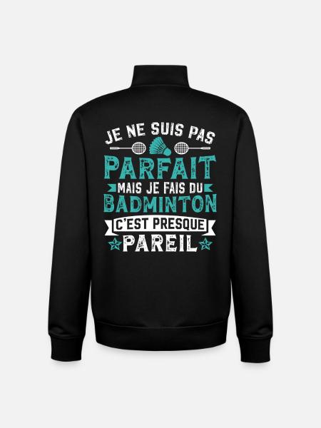 Je fais du badminton   - Sweat zippé unisexe en coton bio Stanley/Stella - noir