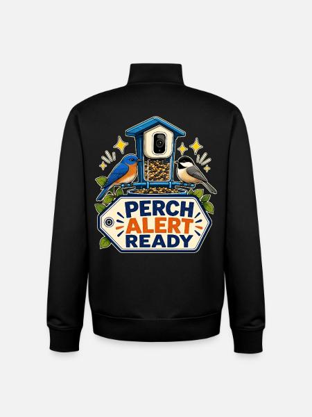 PERCH ALERT READY - Unisex Organic Zip Sweatshirt by Stanley/Stella - black