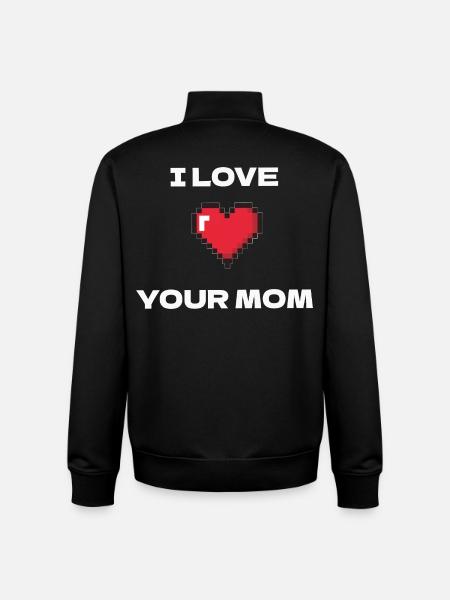 Cœur de pixels J’aime ta mère - Sweat zippé unisexe en coton bio Stanley/Stella - noir