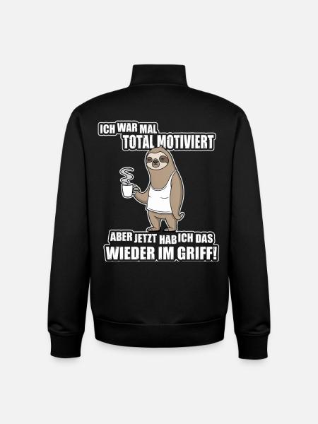 Faultier Spruch – War mal motiviert - Unisex Organic Zip Sweatshirt von Stanley/Stella - Schwarz