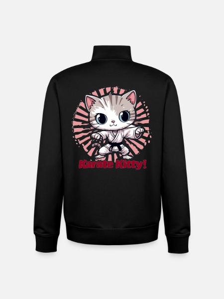 Karate Kitty - Unisex Organic Zip Sweatshirt by Stanley/Stella - black