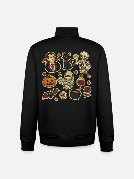 Ensemble d’autocollants Halloween Effrayants - Sweat zippé unisexe en coton bio Stanley/Stella - noir