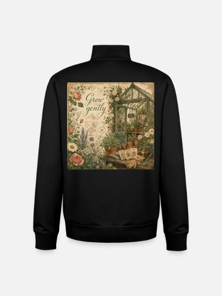 Dyrk Gently Vintage Plakat Drivhusdekoration Blomster - Stanley/Stella unisex sweatshirt med lynlås i økologisk - sort