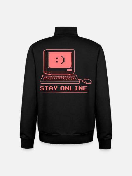 Stay Online Retro Computer - Unisex Organic Zip Sweatshirt by Stanley/Stella - black