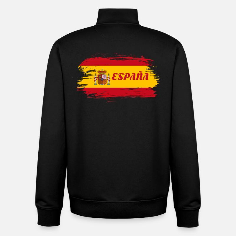 Espagne Drapeau / Cadeau Madrid Barcelone - Sweat zippé unisexe en coton bio Stanley/Stella - noir