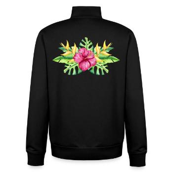 Colorful tropical bloom - Unisex Organic Zip Sweatshirt by Stanley/Stella - black - Back - AI Model Male 185 light (185cm)