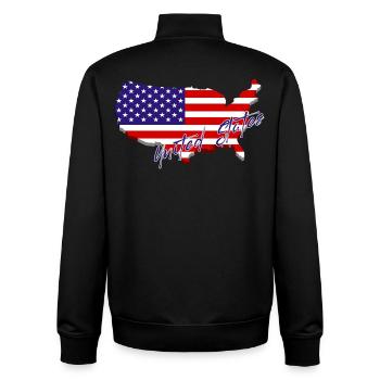 Map of the United States, American Pride - Unisex Organic Zip Sweatshirt by Stanley/Stella - black - Back - AI Model Male 185 light (185cm)