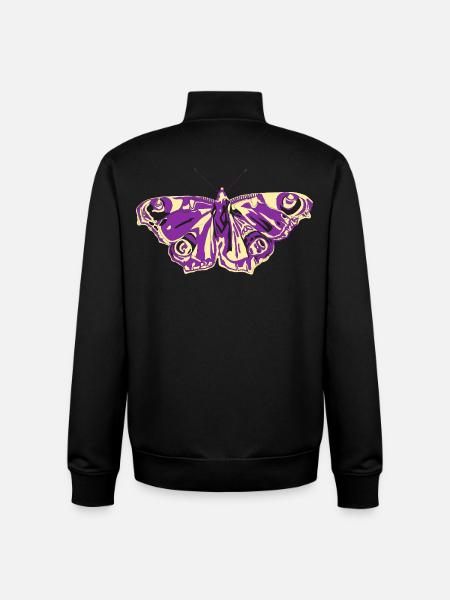 Papillon jaune violet - Sweat zippé unisexe en coton bio Stanley/Stella - noir