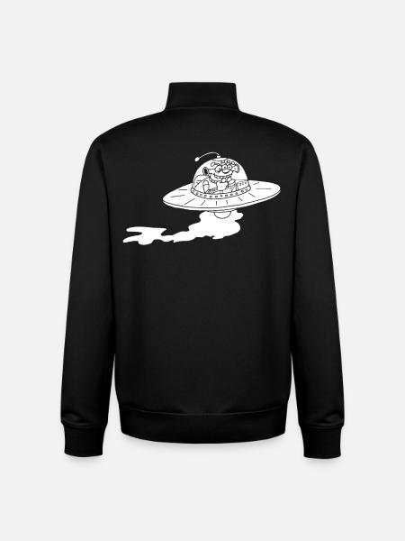 Alien Spaceship (White) - Unisex Organic Zip Sweatshirt by Stanley/Stella - black