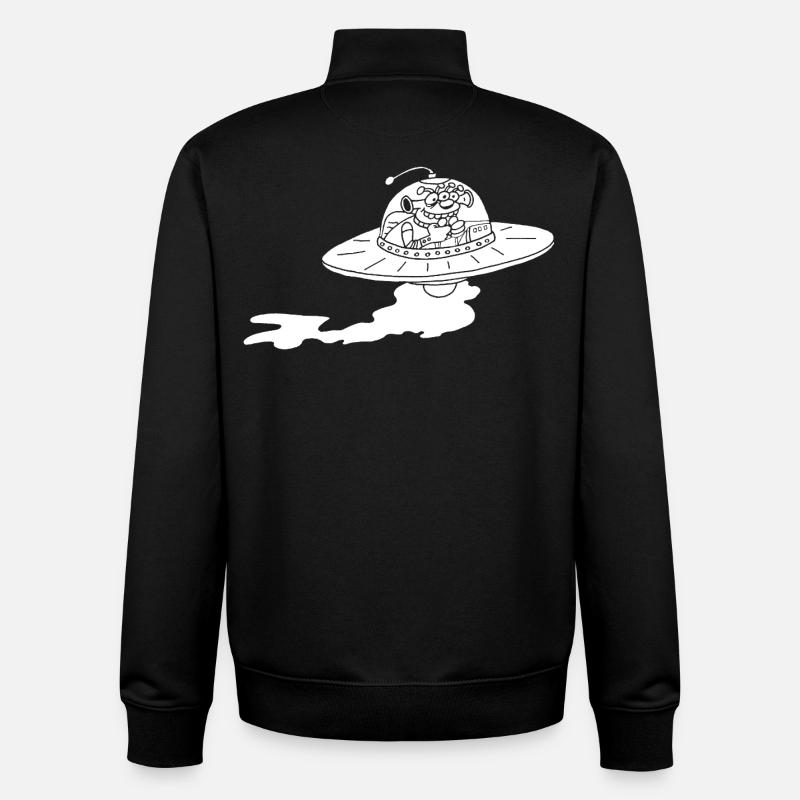 Vaisseau spatial extraterrestre (blanc) - Sweat zippé unisexe en coton bio Stanley/Stella - noir