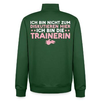 Trainerin Nicht zum diskutieren hier Coaching - Unisex Organic Zip Sweatshirt von Stanley/Stella - Flaschengrün - Hinten - AI Model Male 185 dark (185cm)