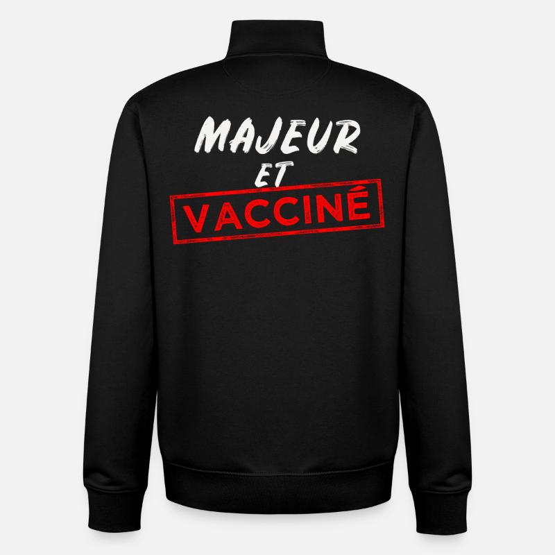 Majeur et vacciné - Sweat zippé unisexe en coton bio Stanley/Stella - noir