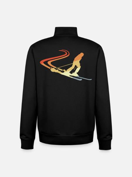 Funny Skier Drawing - Unisex Organic Zip Sweatshirt by Stanley/Stella - black