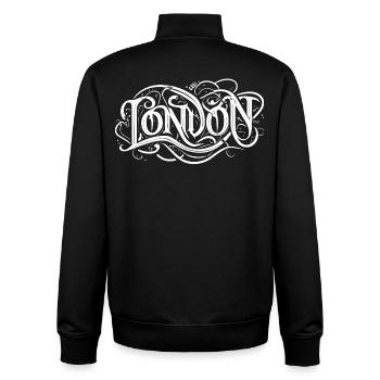London typography heavy metal headbangers - Unisex Organic Zip Sweatshirt by Stanley/Stella - black - Back - AI Model Male 185 light (185cm)