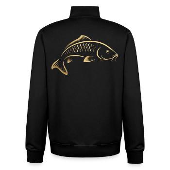 Karpfenfisch Minimalistische Angelgrafik - Unisex Organic Zip Sweatshirt von Stanley/Stella - Schwarz - Hinten - AI Model Male 185 light (185cm)