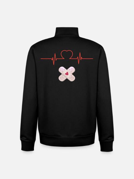 Cœur et Pansements Croisés - Sweat zippé unisexe en coton bio Stanley/Stella - noir