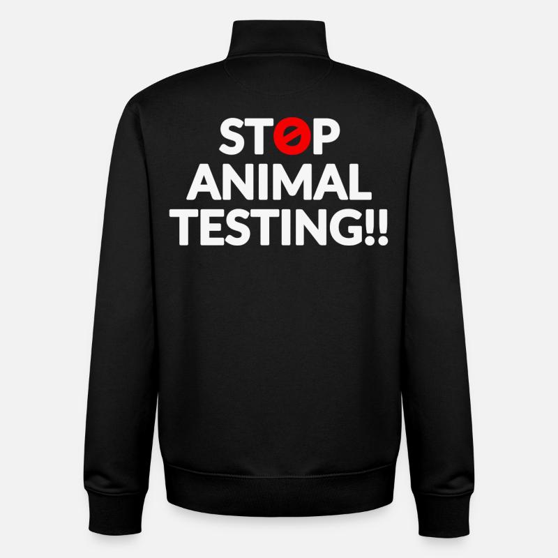 Stop Animal Testing - Unisex Organic Zip Sweatshirt by Stanley/Stella - black
