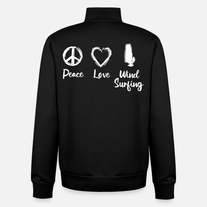 Peace Love Wind Surfing - Unisex Organic Zip Sweatshirt von Stanley/Stella - Schwarz