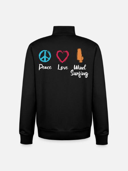 Peace Love Windsurfing - Unisex Organic Zip Sweatshirt by Stanley/Stella - black