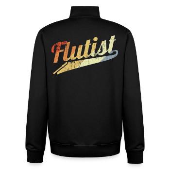 Retro Flutist - Unisex Organic Zip Sweatshirt by Stanley/Stella - black - Back - AI Model Male 185 light (185cm)