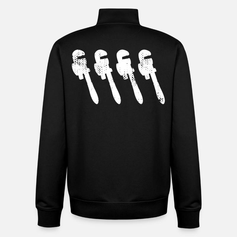 Croquis de clé à pipe - Sweat zippé unisexe en coton bio Stanley/Stella - noir