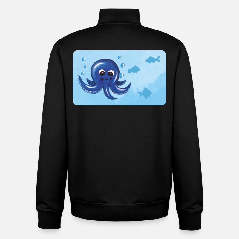 Funny octopus and fish with bubbles - Unisex Organic Zip Sweatshirt by Stanley/Stella - black
