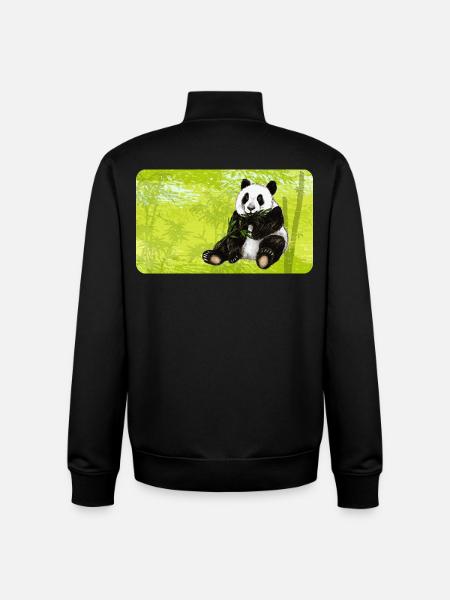 Niedlicher Panda Bär mit Bambus im Bambuswald - Unisex Organic Zip Sweatshirt von Stanley/Stella - Schwarz