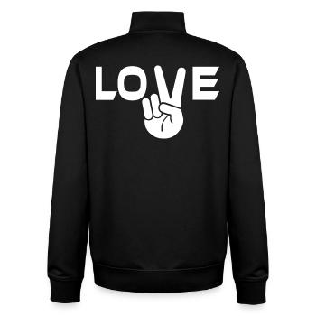 Love victory sign hand - Unisex Organic Zip Sweatshirt by Stanley/Stella - black - Back - AI Model Male 185 light (185cm)