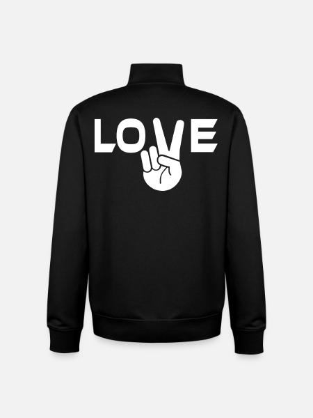 Love victory sign hand - Unisex Organic Zip Sweatshirt by Stanley/Stella - black