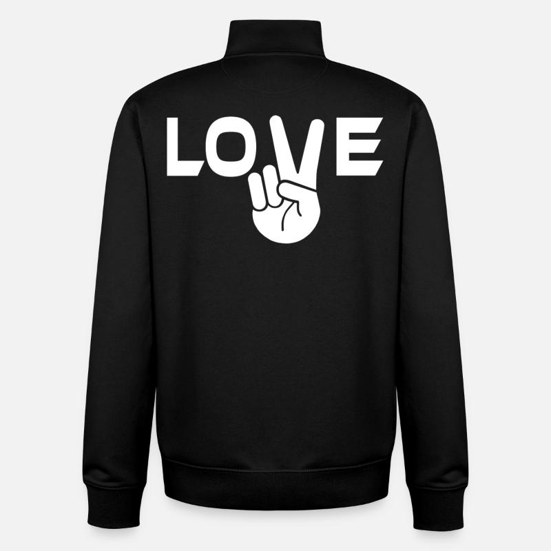 Liebe Victory Zeichen Hand - Unisex Organic Zip Sweatshirt von Stanley/Stella - Schwarz