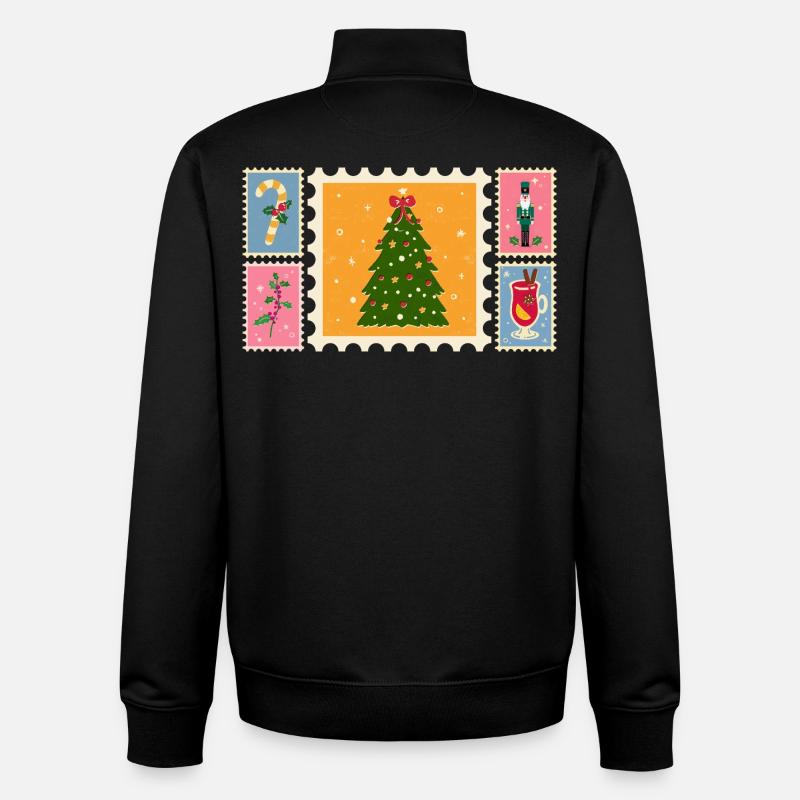 Christmas tree in stamp style - Unisex Organic Zip Sweatshirt by Stanley/Stella - black
