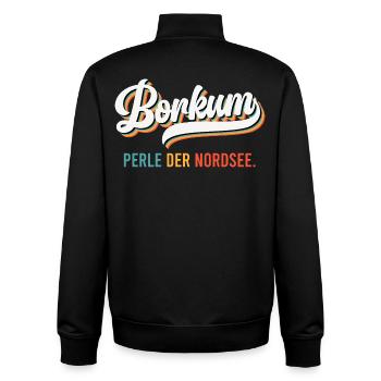 Borkumer Insel BORKUM DIE PERLE DER NORDSEE Lustig - Unisex Organic Zip Sweatshirt von Stanley/Stella - Schwarz - Hinten - AI Model Male 185 light (185cm)
