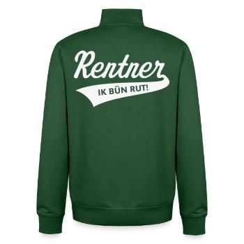 Rentner – Ik Bün Rut! (Plattdeutsch / White) - Unisex Organic Zip Sweatshirt von Stanley/Stella - Flaschengrün - Hinten - AI Model Male 185 dark (185cm)